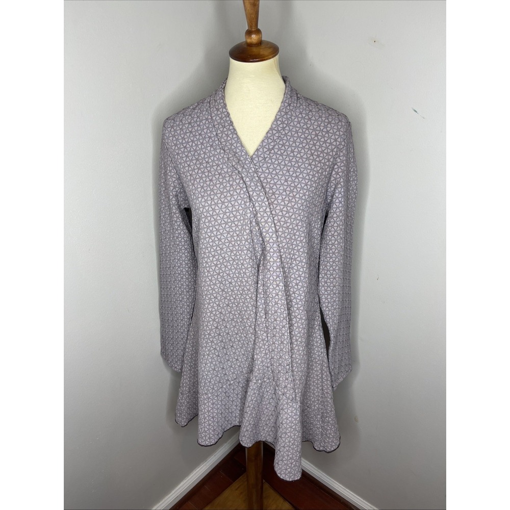 New Cynthia Ashby Purple Textured‎ Longsleeve Tunix Faux Wrap Medium M